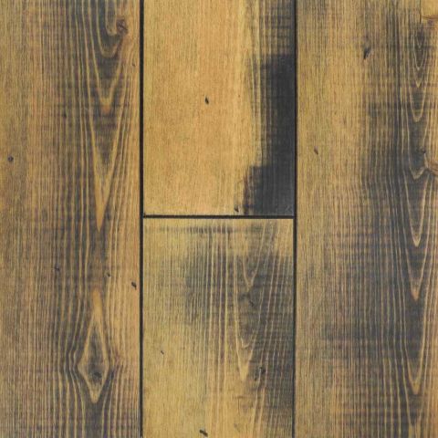 Parquet pin rustique 170 x 21 mm huile sépia endommagé