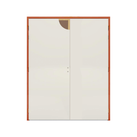 Bloc porte CF1/2h Ei30 prépeint, huisserie bois exotique 88 x 58 mm, 2 vantaux